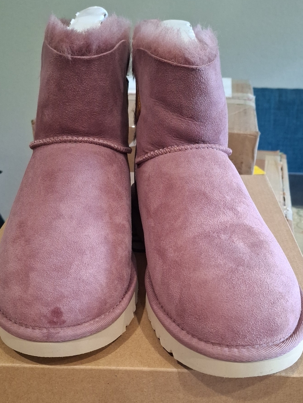 UGG Short Shearling Boots in Dusty Pink